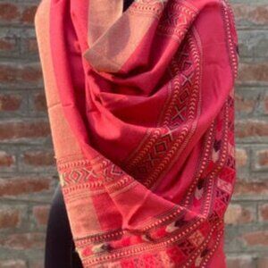 Fine wool shawl handloom - Kashmiri Smooth Wool Red shawl